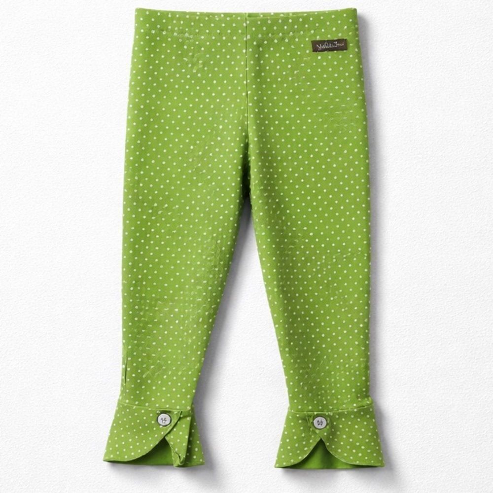Matilda Jane Lime Green polka dot leggings size 6 NWOT